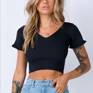 Princess Polly cropped ruffle sleeve top